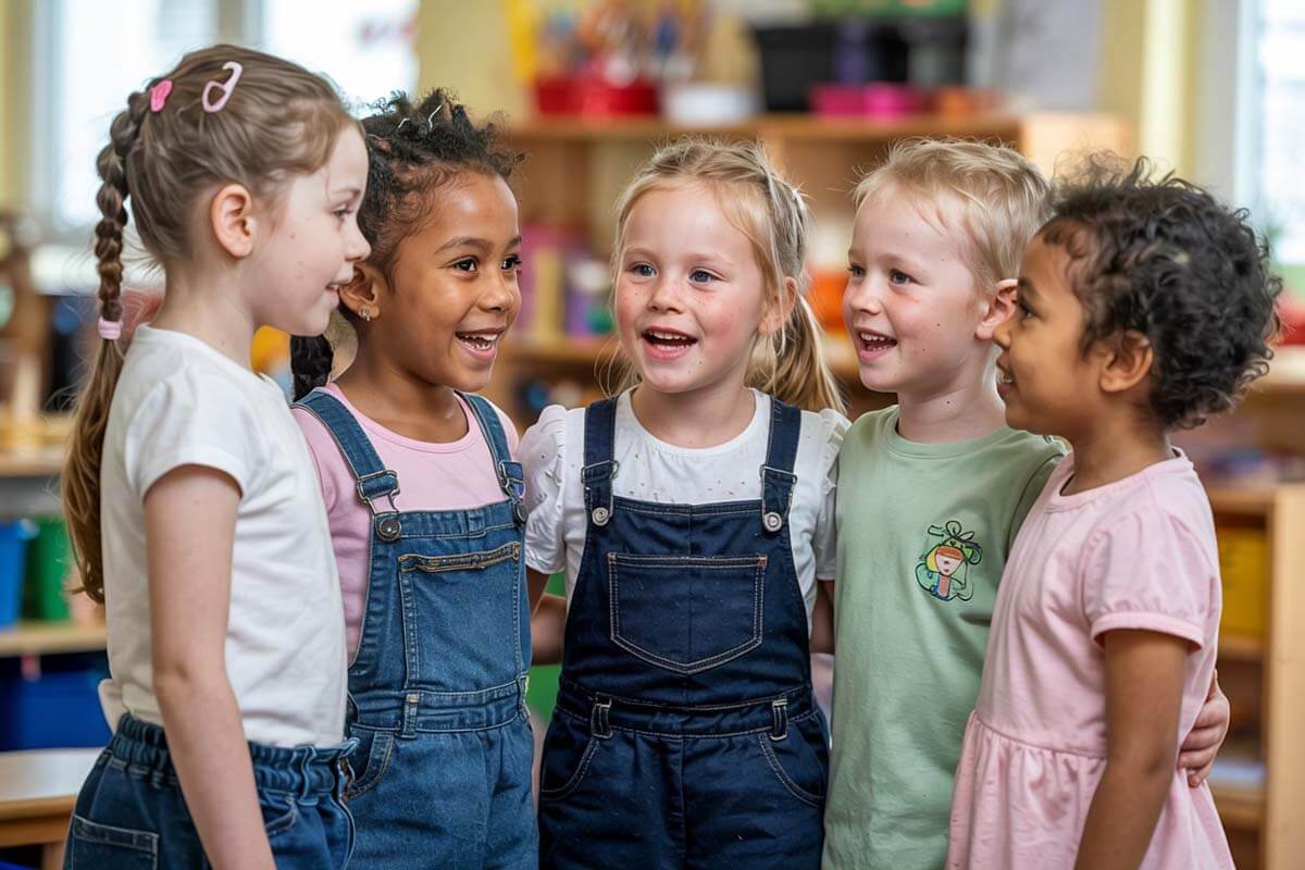 Die verborgenen Bedeutungen des Kindergesangs - Eine Gruppe von KIndern einer 1. Klasse singen gemeinsam