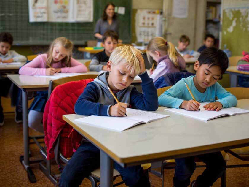 Große Unzufriedenheit mit dem Bildungssystem - Kinder in einer Grundschulklasse