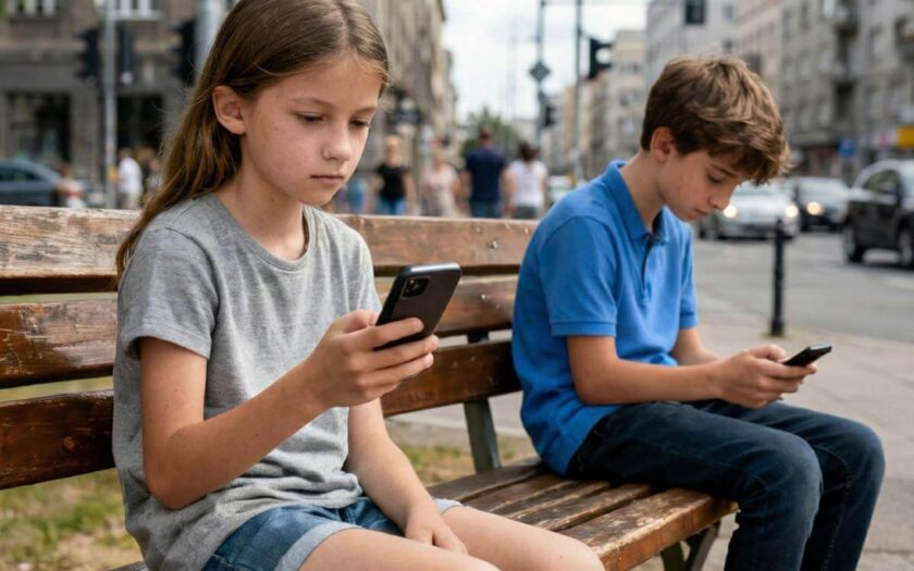 Kinder sehen Pornos … 2 Kinder starren teilnahmslos auf ihr Smartphone