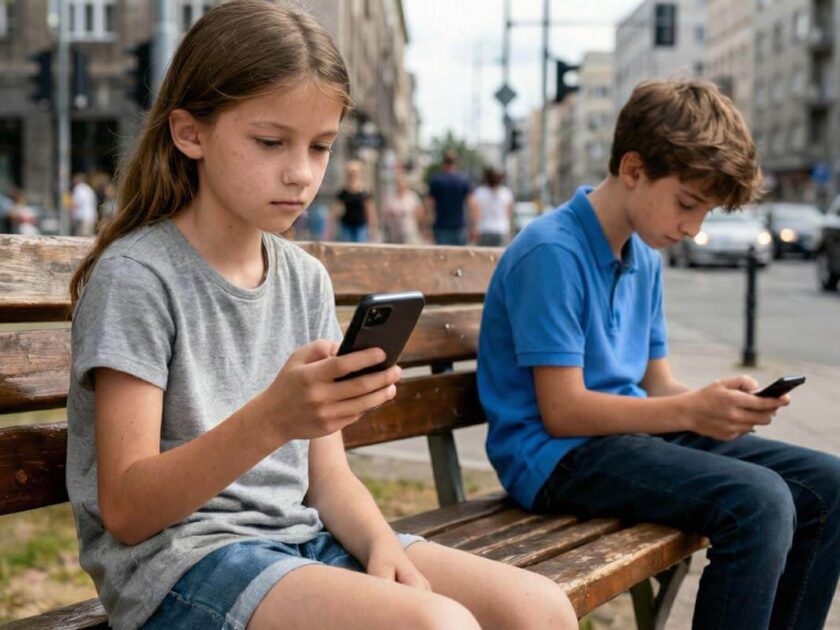 Kinder sehen Pornos … 2 Kinder starren teilnahmslos auf ihr Smartphone