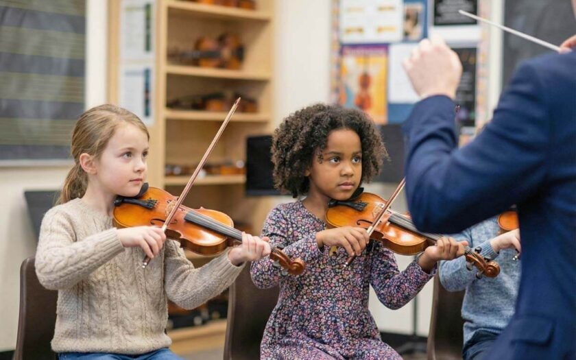 Musizieren und musikalisches Gestalten in der Grundschule - Grundschüler im Geigenunterricht