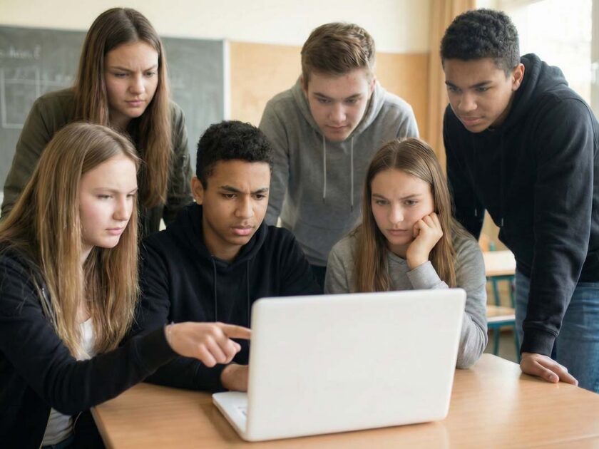 Die Gewinner des KI-Schulpreises 2025 - Schüler der 10. Klasse arbeiten gemeinsam an einem KI-Projekt