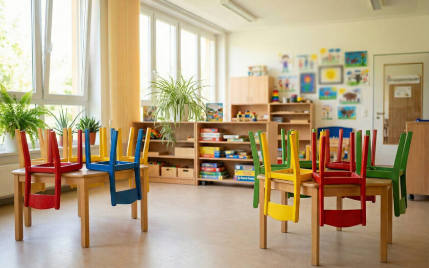54 Prozent der Eltern sehen sich mit Schließungen oder verkürzten Zeiten bei der Kinderbetreuung konfrontiert - Ein leerer Kita-Gruppenraum