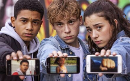 Social Web: Jugendliche wollen Schutz statt Verbote - Drei Jugendliche zeigen kritisch ihr Smartphone