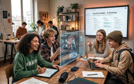 Welche Kompetenzen brauchen Kinder im Zeitalter von KI? - 4 Teens arbeiten mit KI