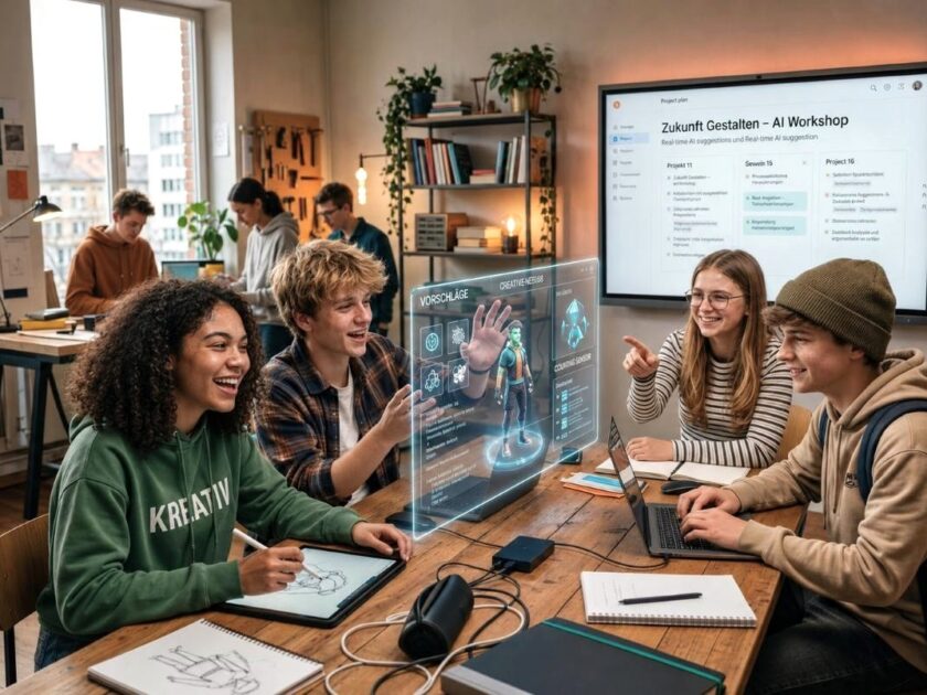 Welche Kompetenzen brauchen Kinder im Zeitalter von KI? - 4 Teens arbeiten mit KI