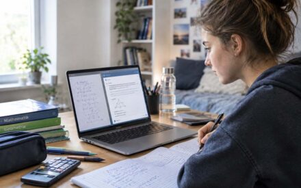 Fast alle ältere Schüler nutzen KI für Hausaufgaben - Schülerin arbeitet am PC