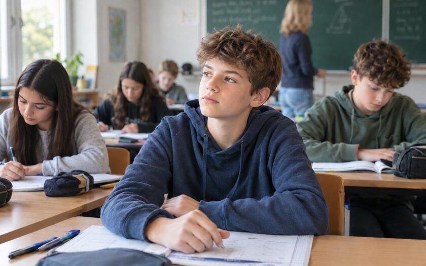 Fast die Hälfte der Schulkinder hat Schlafprobleme - Ein Schüler träumt