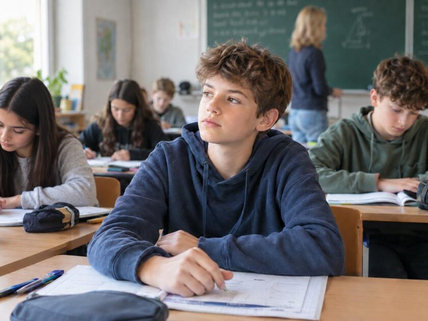 Fast die Hälfte der Schulkinder hat Schlafprobleme - Ein Schüler träumt